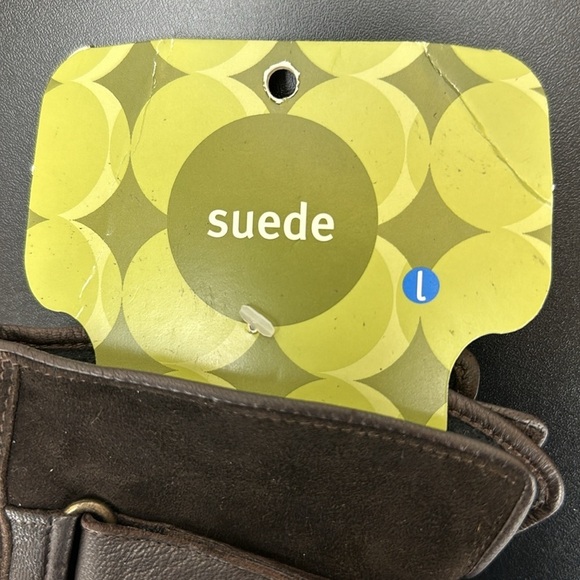 Vtg Brown Leather Suede Gloves Size L Adjustable Thinsulate Insulation 40 Gram - Picture 5 of 7